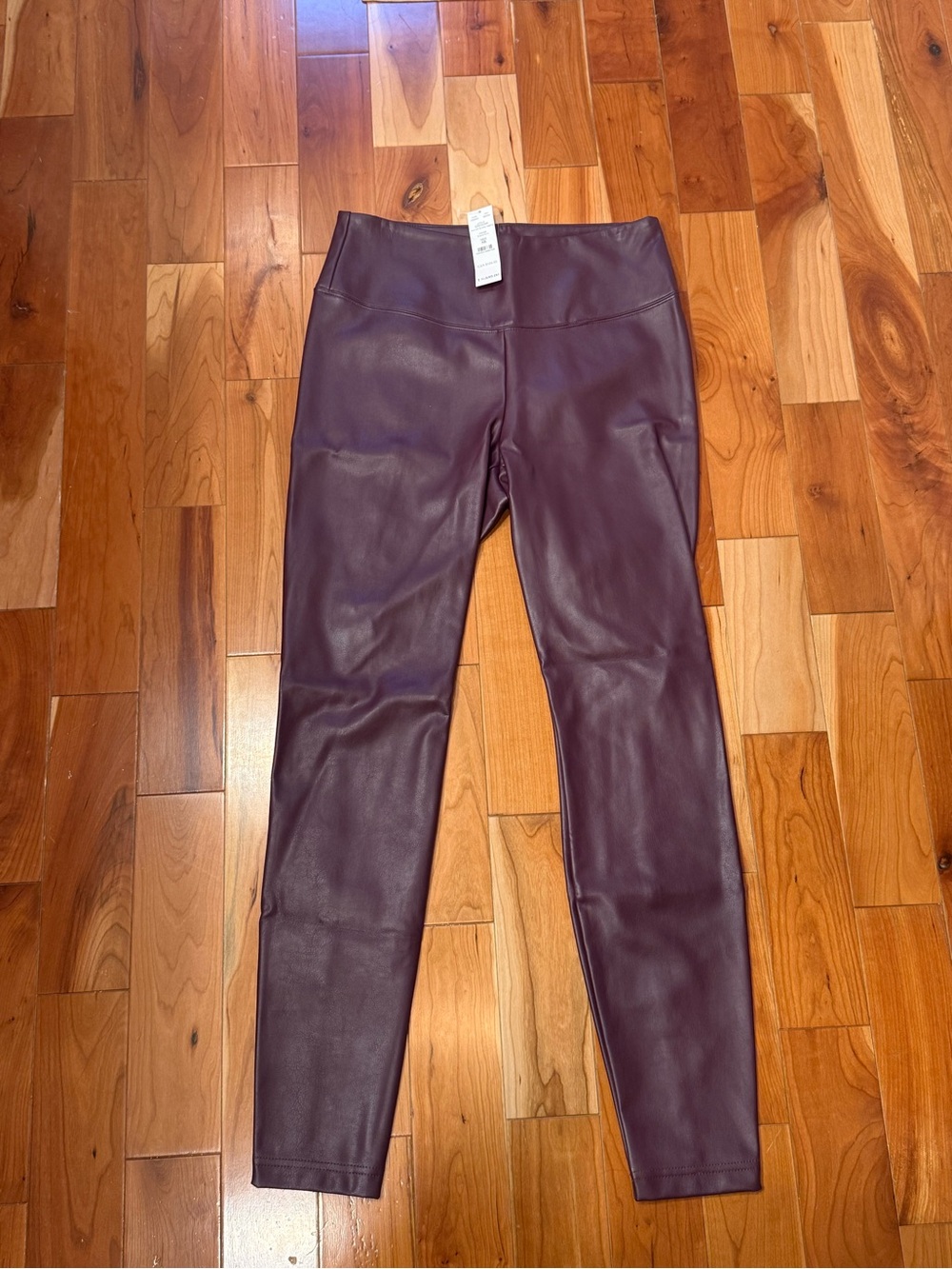 White House Black Market Faux Leather Leggings in Burgundy